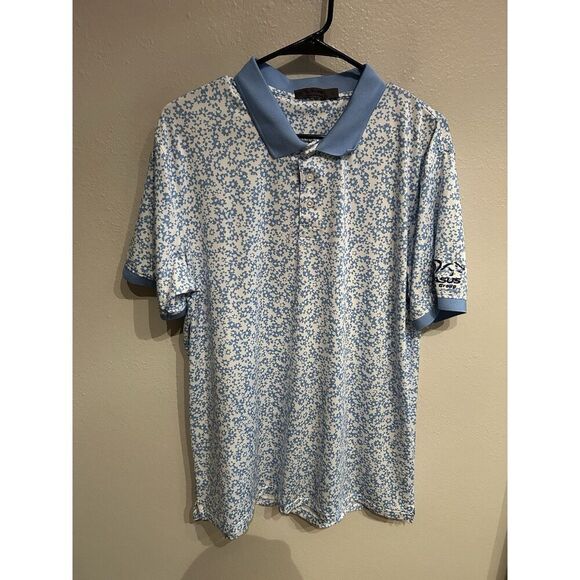 G/fore Mens Large Blue Floral Polo Golf Shirt Gfore - Picture 1 of 8